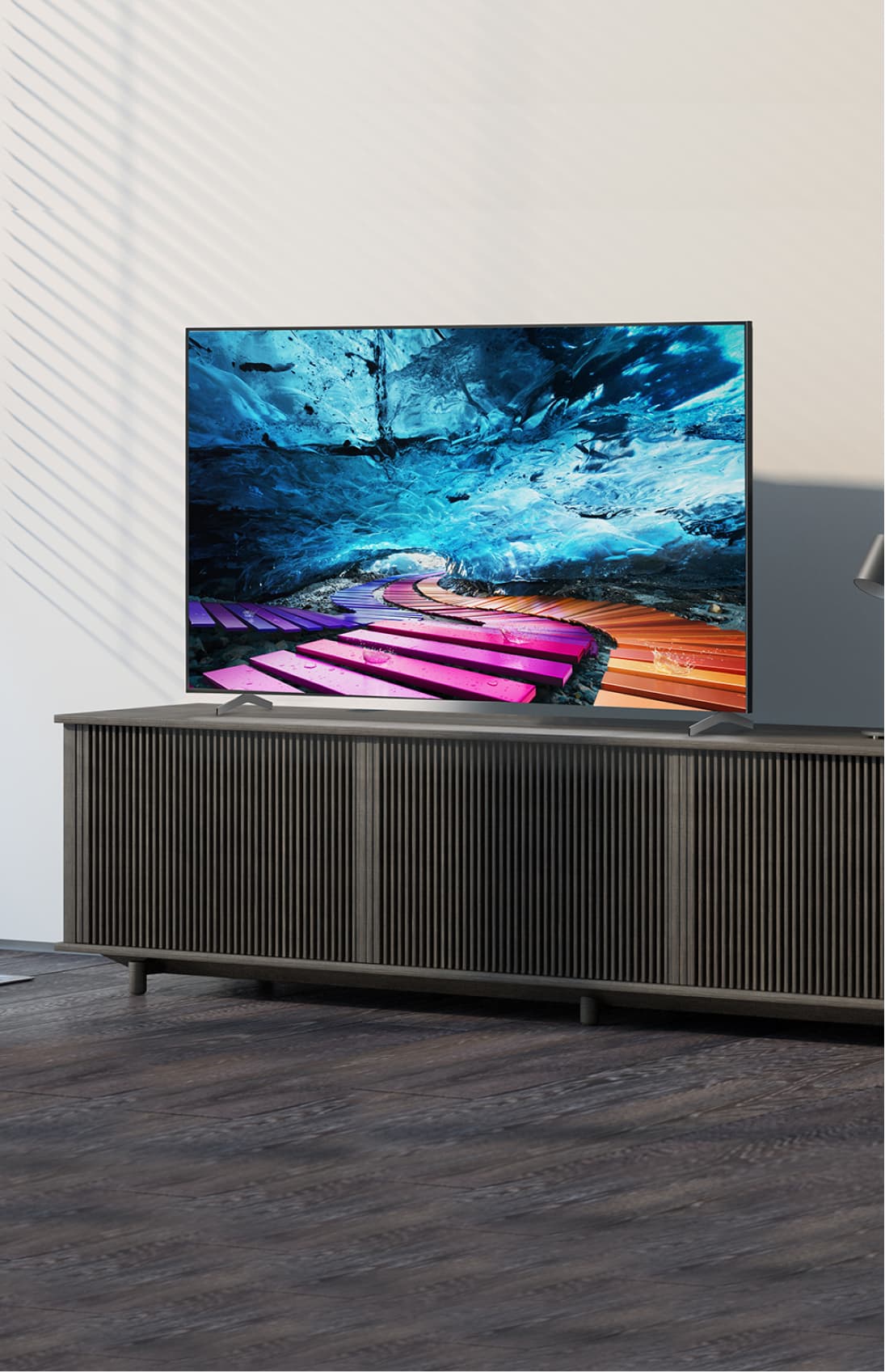 tv with abstract picture on the table